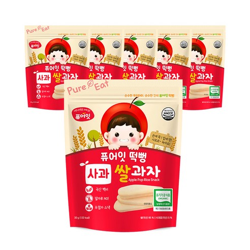 퓨어잇 떡뻥 쌀과자 30g, 쌀+사과 혼합맛, 6개