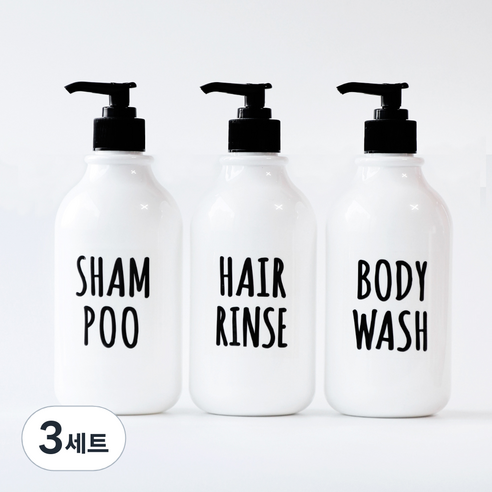 화이트 디스펜서 영어보틀 3종 세트, 혼합색상, 3세트