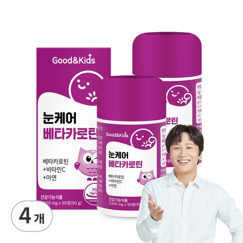 굿앤키즈 내츄럴플러스 눈케어 베타카로틴 90g, 90정, 4개