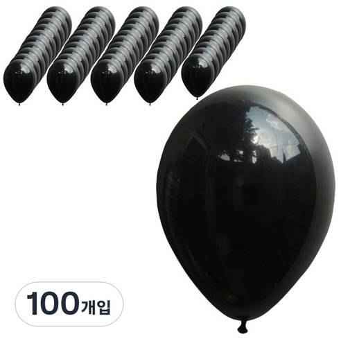 파티팡 라운드 풍선 30cm, 블랙, 100개입