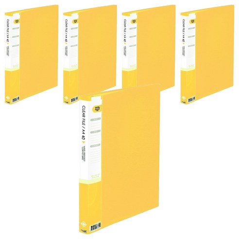 희망사무포인트 A4 클리어 파일, 노랑, 5개