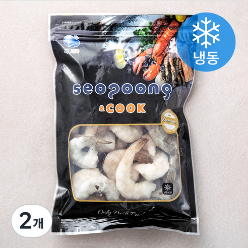서풍앤쿡 꼬리있는 왕 흰다리 새우 14~17마리 (냉동), 300g(14~17마리), 2개