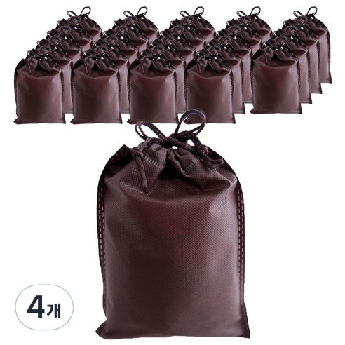 부직포 복주머니 더스트백 16 x 25 cm 25p, 브라운, 4개