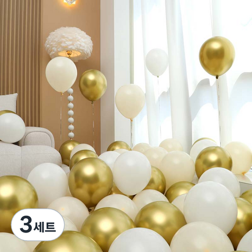 피앤비유니티 풍선 50p 세트 골드, 05 베이비골드 3색혼합, 3세트
