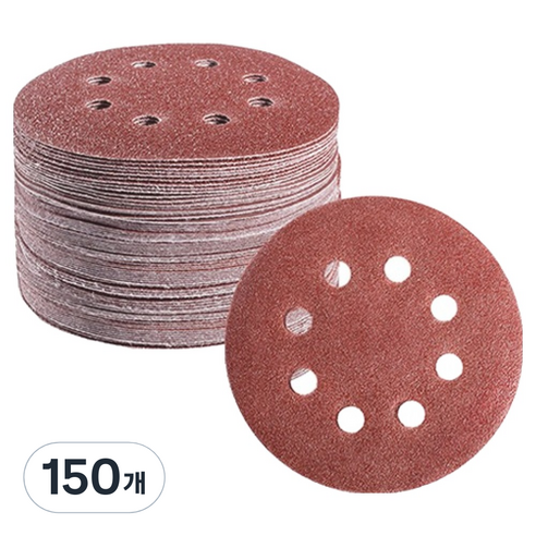 OON 원형 사포 샌딩 페이퍼 8홀 240방 125mm, 150개