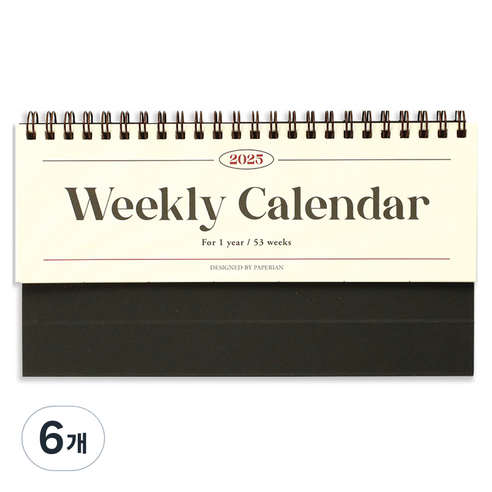 페이퍼리안 2025년 리마인드 위클리 데스크 캘린더, 투명, 6개