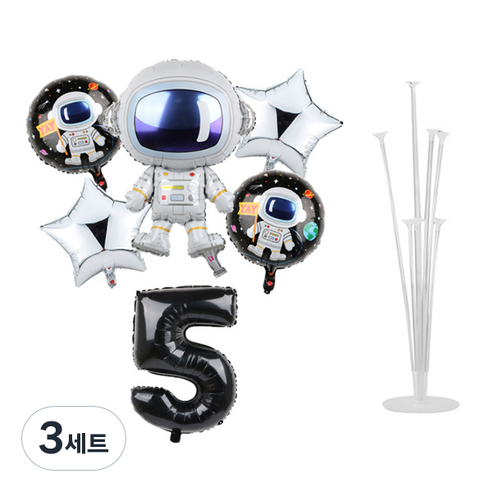 마켓감성 우주비행사 숫자 풍선 장식 세트, TYPE 6, 3세트