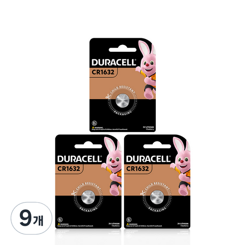 듀라셀 코인 리튬 건전지 CR1632, 1개입, 9개