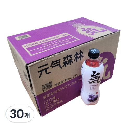 젠키 스파클링 무설탕 탄산음료 포도향, 480ml, 30개