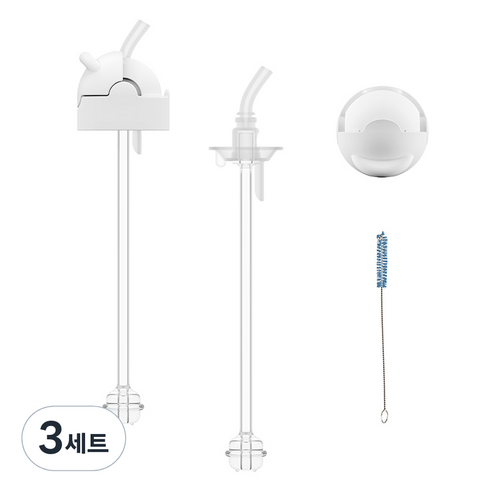 닥터브라운 유아용 내로우 젖병 250ml용 시피 실리콘 빨대 2p + 플립탑 2p + 청소 브러쉬 교체킷 세트, 3세트, 화이트, 250ml