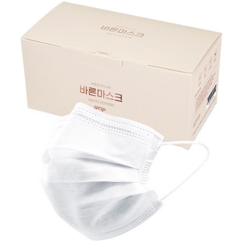 고르고 바른 일회용 마스크 성인용, 50개입, 1개, 화이트