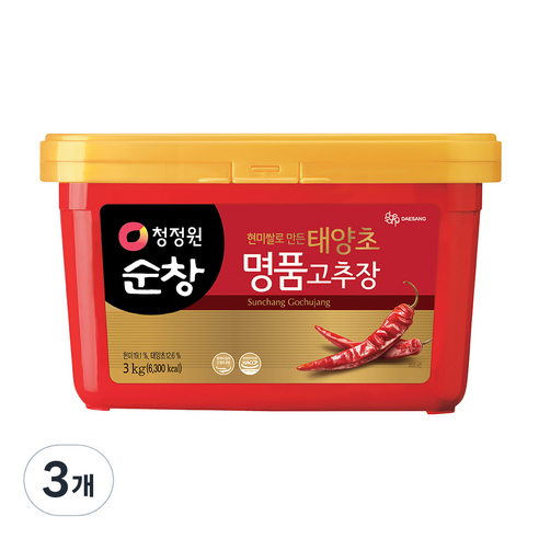대상 청정원 순창 태양초 명품고추장, 3kg, 3개