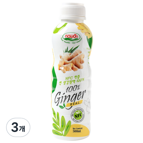 나원 NFC 착즙 찐 생강 원액 100%, 500ml, 3개