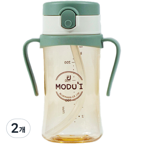 블루마마 모두아이 리뉴얼 원터치 빨대컵 260ml, 민트, 2개