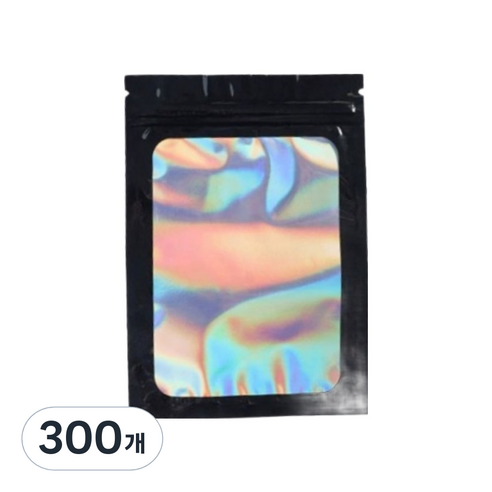 올하이 컬러풀 오로라 다용도 OPP 소품 포카 포장 지퍼백 슬리브 포장봉투 7.5 x 10 cm, 300개, 블랙