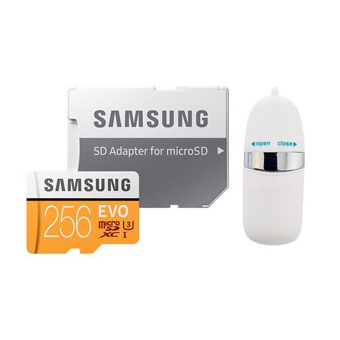 삼성전자 마이크로SD EVO MB-MP256HA + SD어댑터 + USB리더기, 256GB
