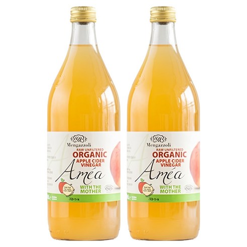 멩가졸리 유기농 언필터드 애플사이다비네거, 1L, 2개