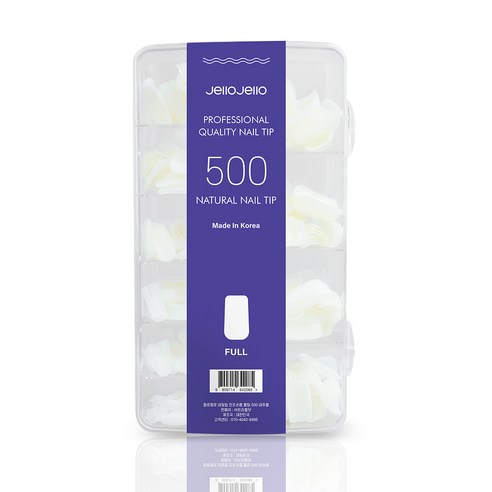 젤로젤로 인조 네일 팁 500p 세트, 1세트, 풀팁 내추럴