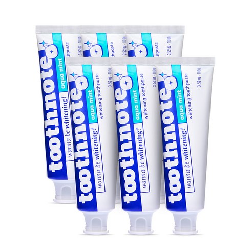 투스노트 미백 치약 아쿠아민트향, 100g, 6개