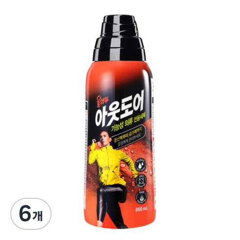 애경 울샴푸 아웃도어 기능성의류 전용세제, 800ml, 6개