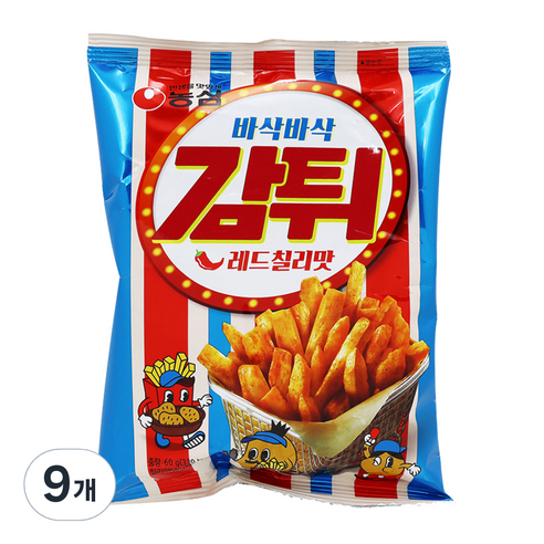 농심 감튀 레드칠리맛, 60g, 9개