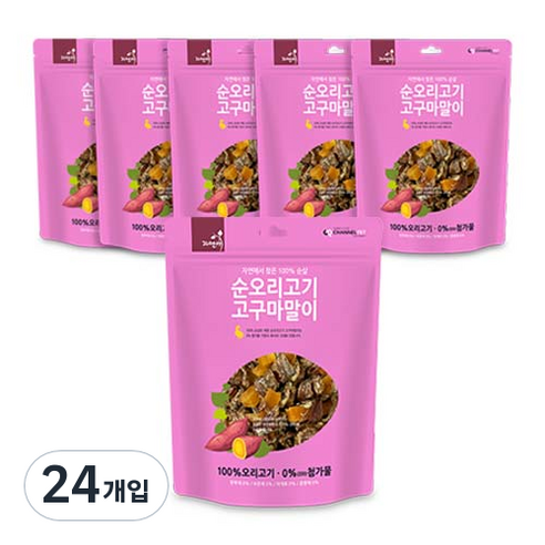 자연애 강아지간식 순오리고기 고구마말이 75g, 순오리고기 + 고구마 혼합맛, 24개