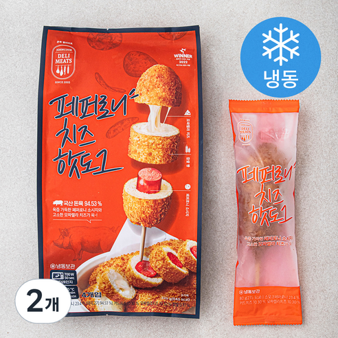 존쿡델리미트 페퍼로니 치즈 핫도그 (냉동), 80g, 4개입, 2개