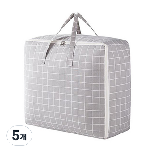 해강 패브릭 이불 정리가방 대형, 체크, 5개