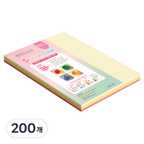종이문화 SS 스타일리쉬 시즌 두꺼운 혼합색지 205g 02 Summer, 200개, B5