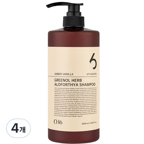 CH6 그리놀 허브 알로포시아 샴푸 엠버 바닐라향, 4개, 1000ml