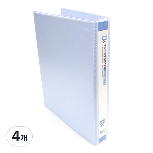 알파 투명 D링 바인더 A4 3공 3cm, 혼합 색상, 4개