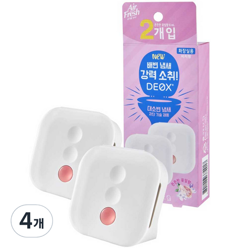 에어후레쉬 데옥스 화장실용 비치형 방향제 은은한 꽃잎향 2p, 12ml, 4개, 꽃향