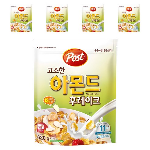 포스트 고소한 아몬드 후레이크 시리얼, 620g, 5개