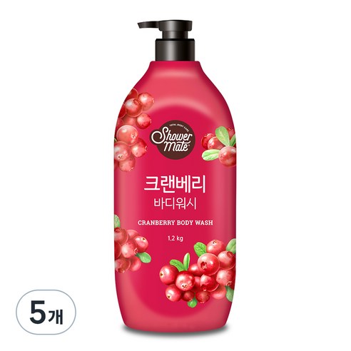 샤워메이트 바디워시 크랜베리향, 1.2kg, 5개
