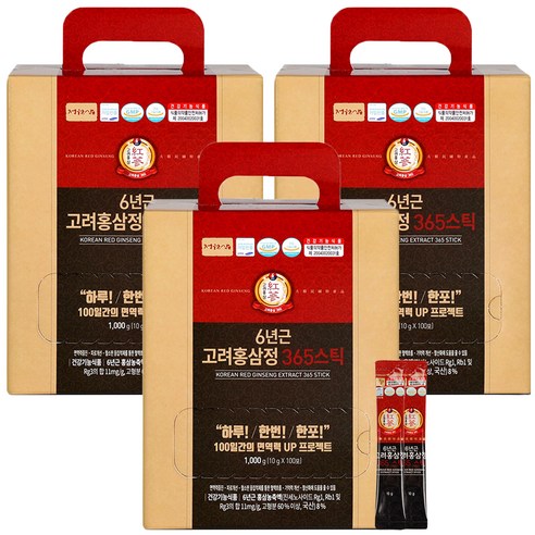 정원삼 6년근 고려홍삼정 365 스틱, 10g, 300포
