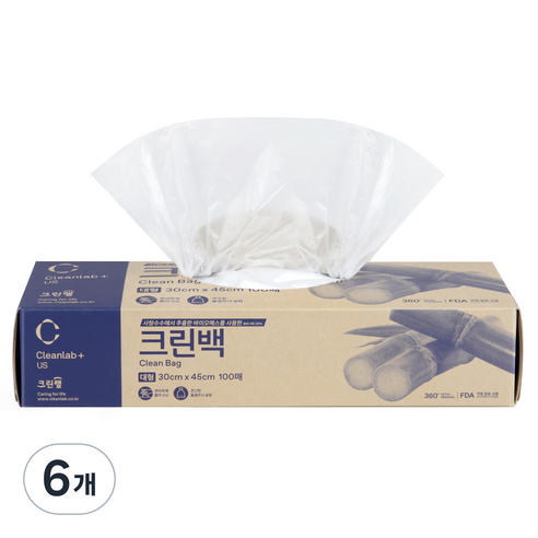 크린랩 바이오매스 크린백 대 30cm x 45cm, 대(L), 100개입, 6개