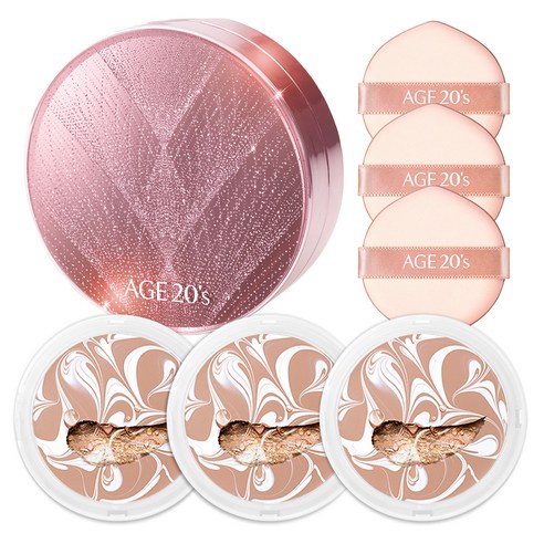 에이지투웨니스 뉴오리지널 트윙클 에디션 에센스 커버 팩트 케이스 + 리필 12.5g x 3p, 화이트 미디움 베이지 (23호), 1개