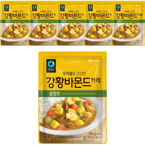 청정원 우리쌀 강황바몬드 카레 순한맛, 100g, 4개