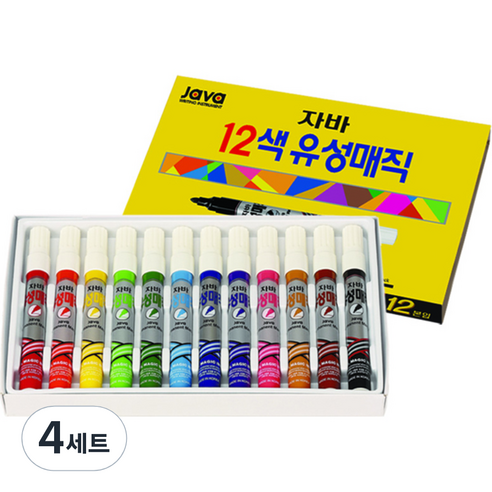 자바펜 유성 매직세트, 12색, 4세트