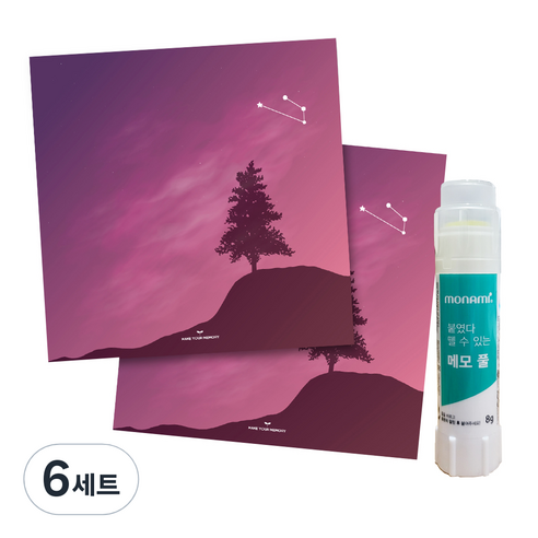 꼼꼬미 12 별자리 메모지 2p + 재접착풀, 양자리, 6세트