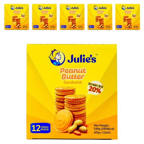 줄리스 피넛버터 샌드위치, 540g, 6개