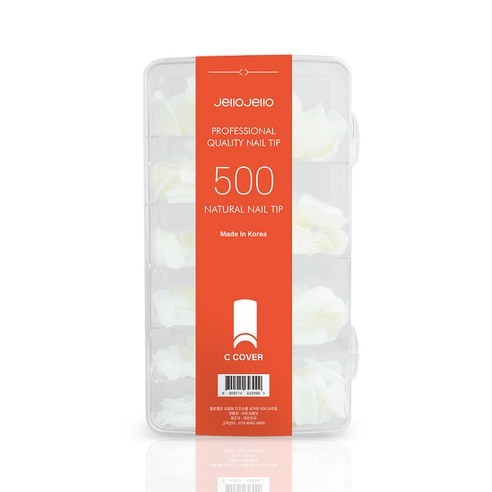 젤로젤로 인조 네일 팁 500p 세트, 1세트, 씨커브 내추럴