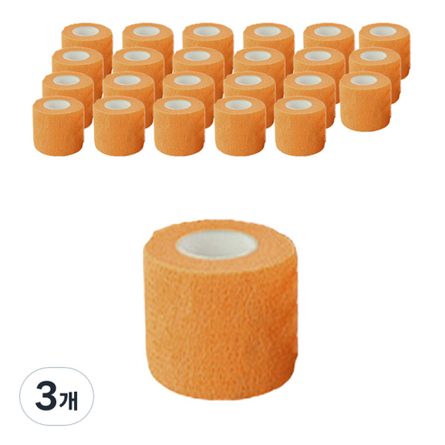 하이가이 고탄력 자가점착 코바 탄력 테이핑 압박붕대 오렌지 5cm, 3개, 24개입