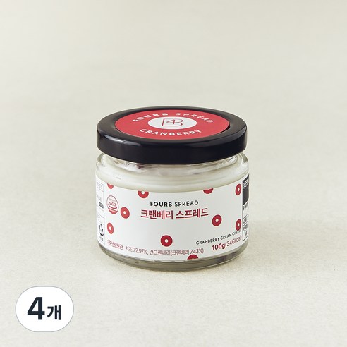 포비아워스 크랜베리 스프레드, 4개, 100g