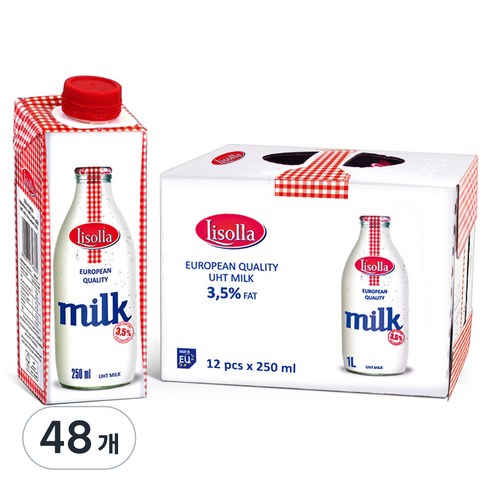 리솔라 멸균우유, 250ml, 48개