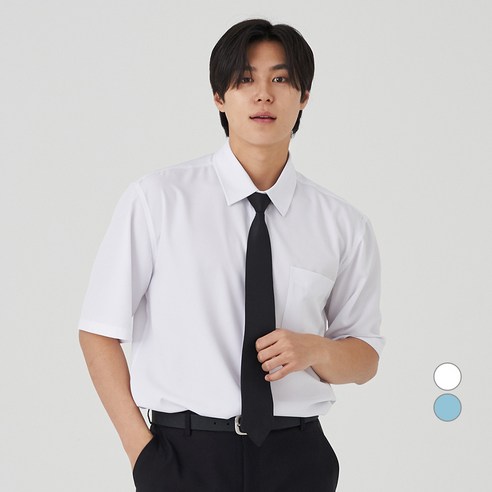 캐럿 남성용 구김 없는 링클프리 반소매 셔츠