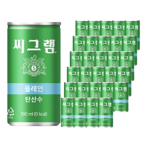 씨그램 플레인 탄산수, 190ml, 30개
