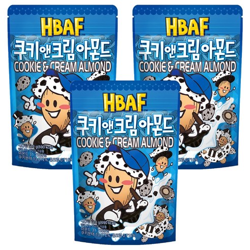 바프 쿠키 앤 크림 아몬드, 120g, 3개
