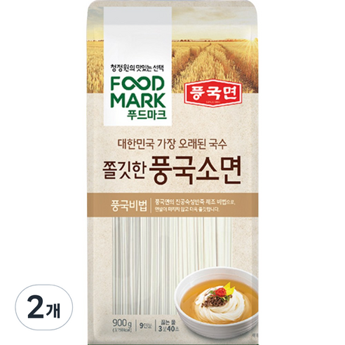 대상 푸드마크 찰진국수 소면, 2개, 900g