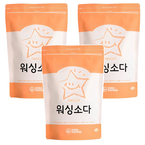 소다스쿨 워싱소다 세탁세제 본품, 1kg, 3개